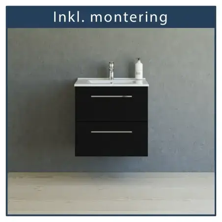 Inkl. montering, Danani Mido+ baderumsmøbel, 61 cm - Sort
