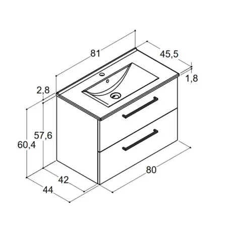 Inkl. montering, Danani Mido+ baderumsmøbel, 81 cm - Eg