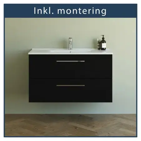 Inkl. montering, Danani Mido+ baderumsmøbel, 101 cm - Sort