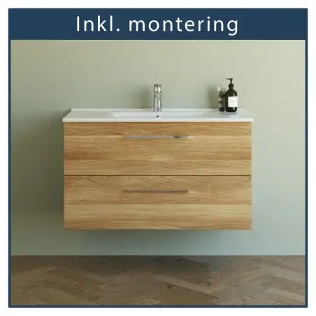 Inkl. montering, Danani Mido+ baderumsmøbel, 101 cm - Eg