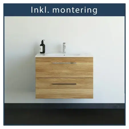 Inkl. montering, Danani Mido+ baderumsmøbel, 81 cm - Eg
