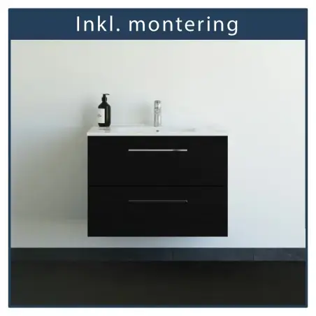 Inkl. montering, Danani Mido+ baderumsmøbel, 81 cm - Sort