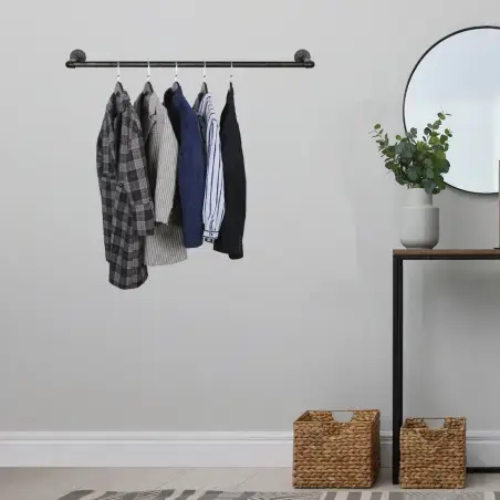 Simple Racks Brooklyn, bøjlestang i gevindrør, sort, 111 x 34 cm