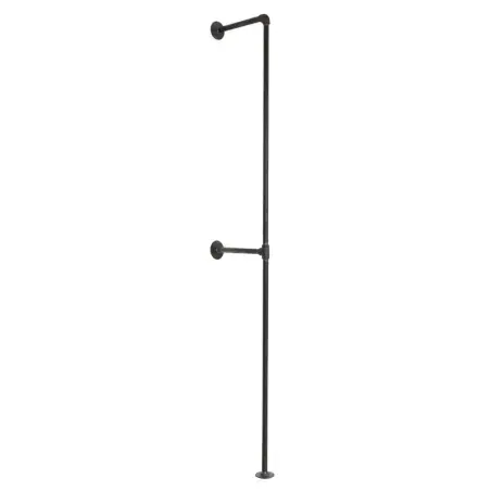 Simple Racks Long Island City, væghængt tøjstativ i sort gevindrør, 210 x 55 cm