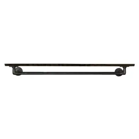 Simple Racks Malmø, bøjlestang med hylde i sort gevindrør, 120 x 40 cm