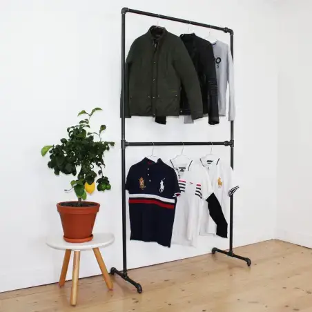 Simple Racks Tribeca, tøjstativ i sort gevindrør, 210 x 113 cm