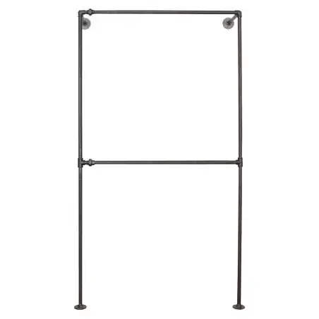 Simple Racks Harlem, væghængt tøjstativ i sort gevindrør, 210 x 120 cm