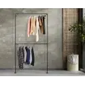Simple Racks Harlem, væghængt tøjstativ i sort gevindrør, 210 x 120 cm