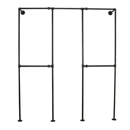 Simple Racks Manhatten, væghængt tøjstativ i sort gevindrør, 210 x 185 cm