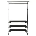 Simple Racks Copenhagen, tøjstativ m/4 hylder i sort gevindrør, 210 x 70 cm