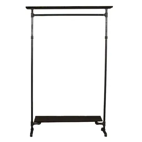Simple Racks Copenhagen, tøjstativ m/2 hylder i sort gevindrør, 210 x 120 cm