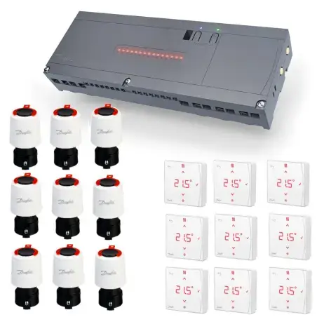 Danfoss icon 2 230V gulvvarmestyring til 9 kredse