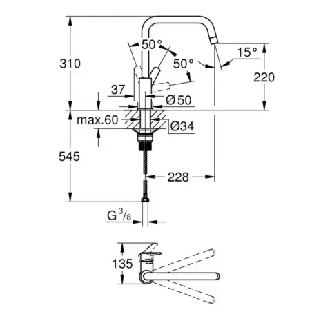 Grohe Start Køkkenarmatur, u-tud, mat sort