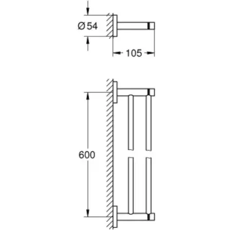 Grohe Essentials dobbelt håndklædestang, 60 cm - Poleret Hard graphite