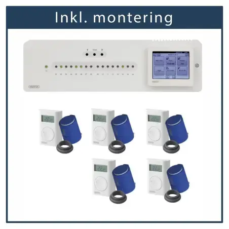 Inkl. montering, Wavin AHC 9000 trådløs gulvvarmestyring - 5 kredse