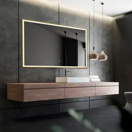 Nordic Bad Tanja 2 LED-spejl, m/messing ramme, touch knap, 60 x 80 cm