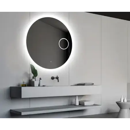 Nordic Bad Sandra 3 rundt LED-spejl, m/kosmetikspejl, Ø80 cm