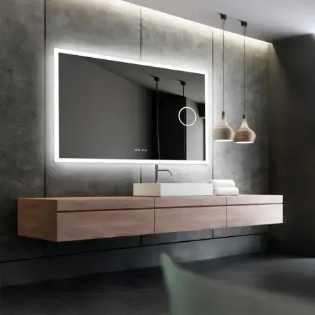 Nordic Bad Mie 7 LED-spejl, m/antidug, kosmetik og højtaler, 120 x 80 cm