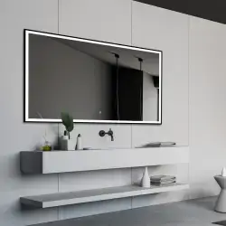 Nordic Bad Fie 2 LED-spejl, m/sort ramme, touch knap, 90 x 80 cm