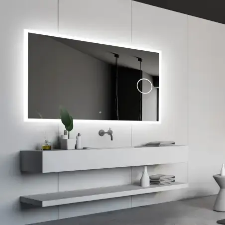 Nordic Bad Mie 3 firkantet LED-spejl, m/kosmetikspejl, 100 x 80 cm