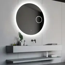 Nordic Bad Sandra 3 rundt LED-spejl, m/kosmetikspejl, Ø90 cm