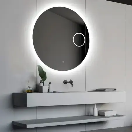 Nordic Bad Sandra 3 rundt LED-spejl, m/kosmetikspejl, Ø90 cm