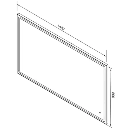 Mirall Shining 1, LED spejl med lys og sort ramme, 140 x 80 cm