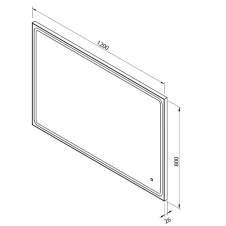 Mirall Shining 1, LED spejl med lys og sort ramme, 120 x 80 cm