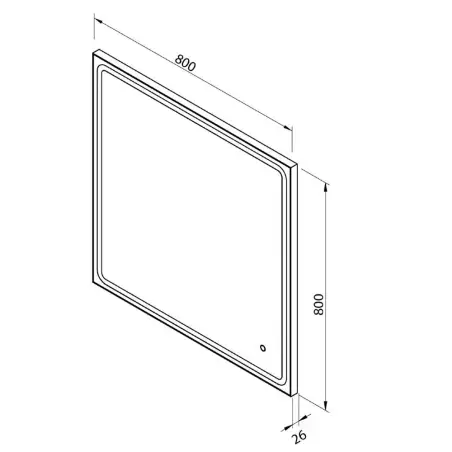 Mirall Shining 1, LED spejl med lys og sort ramme, 80 x 80 cm