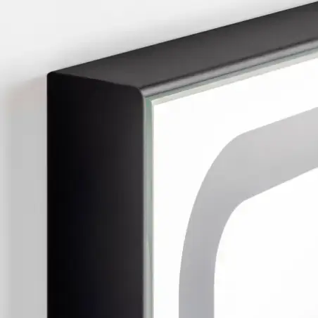 Mirall Shining 1, LED spejl med lys og sort ramme, 120 x 80 cm