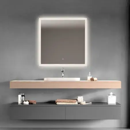 Mirall Harmony 1, LED spejl med lys, justerbar lysstyrke, 80 x 80 cm