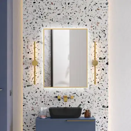 Mirall Lumora guld, LED spejl med lys, 80 x 80 cm