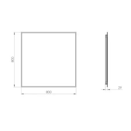 Mirall Lumora sort, LED spejl med lys, 80 x 80 cm
