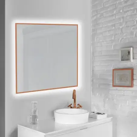 Mirall Lumora messing, LED spejl med lys, 120 x 80 cm