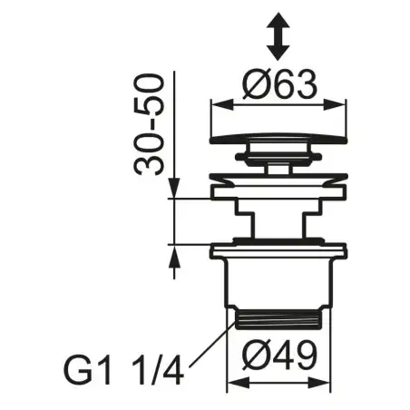 Mora bundventil, push-open, mat hvid