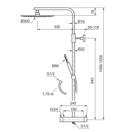 Mora INXX II brusesystem, poleret messing