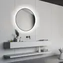 Nordic Bad Olivia 1, rundt LED-spejl med sort ramme, Ø60 cm