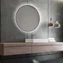 Nordic Bad Olivia 1, rundt LED-spejl med sort ramme, Ø60 cm