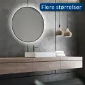 Nordic Bad Olivia 1, rundt LED-spejl med sort ramme, Ø60 cm