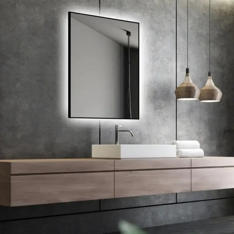 Nordic Bad Frida 1, LED-spejl med sort ramme, 180 x 80 cm