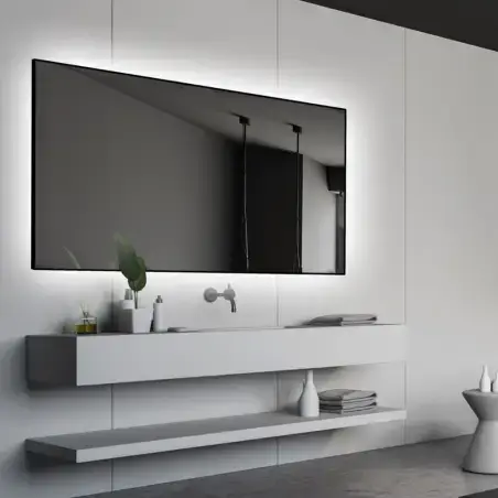 Nordic Bad Frida 1, LED-spejl med sort ramme, 120 x 80 cm