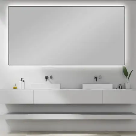 Nordic Bad Frida 1, LED-spejl med sort ramme, 120 x 80 cm