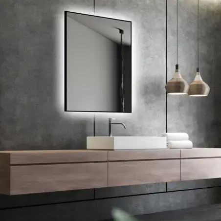 Nordic Bad Frida 1, LED-spejl med sort ramme, 120 x 80 cm
