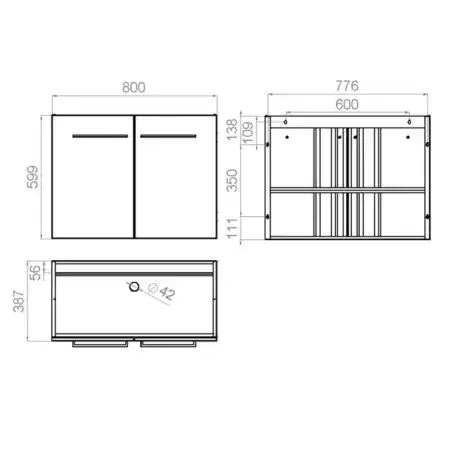 Kriss Skandi vandtæt baderumsmøbel m/låger, antracitgrå, 80 cm