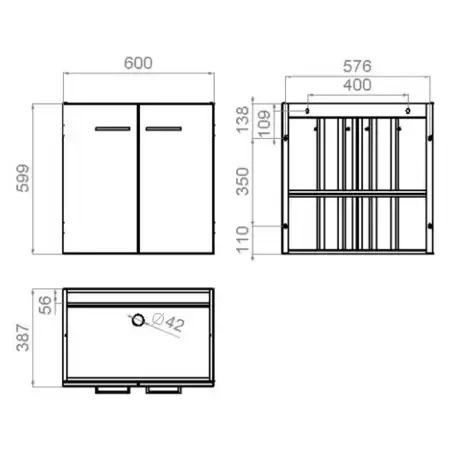 Kriss Skandi vandtæt baderumsmøbel m/låger, antracitgrå, 60 cm