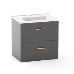 Kriss Skandi vandtæt baderumsmøbel m/2 skuffer, antracitgrå, 60 cm