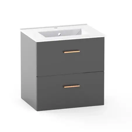 Kriss Skandi vandtæt baderumsmøbel m/2 skuffer, antracitgrå, 60 cm