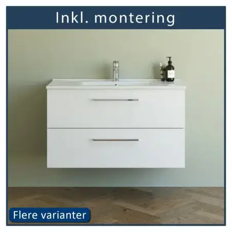 Inkl. montering, Danani Mido+ baderumsmøbel, 101 cm - Mat hvid