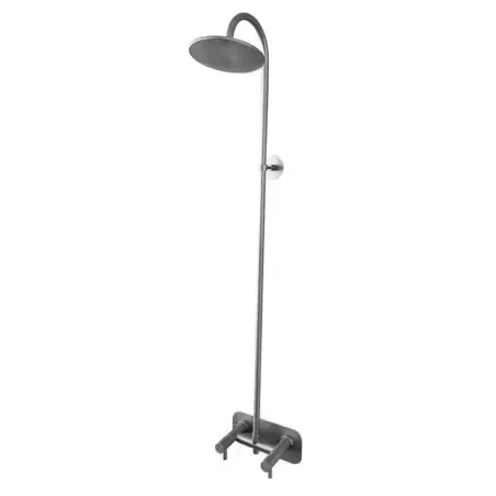 Frostline Duo udendørsbruser til vægmontering, rustfrit stål, 30-55 cm væg