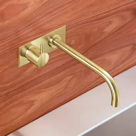 Vola 122 - 59 indbygningsarmatur med bagplade i børstet messing natur